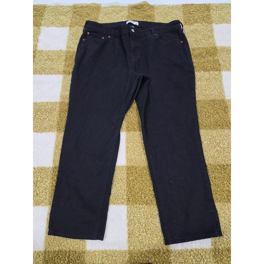 Abercrombie & Fitch Curve Love Mid Rise 90s Straight Black Jeans 34 Short